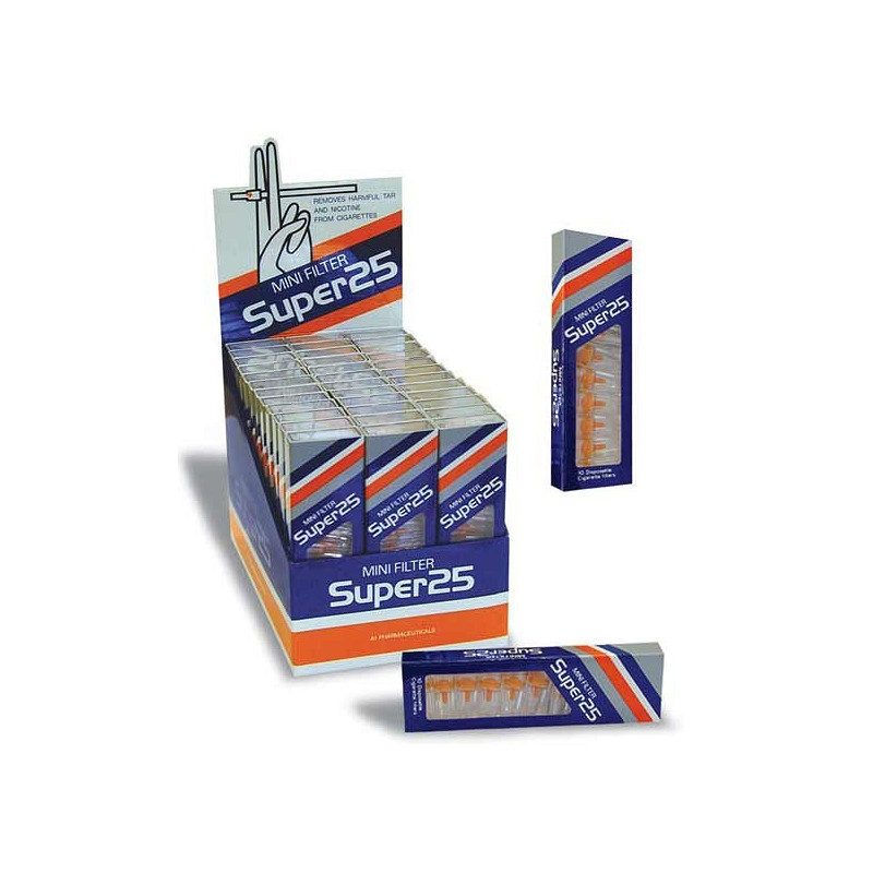 A1 SUPER 25 MINI-FILTERS FOR CIGARETTES (10'S) - BOX OF 36
